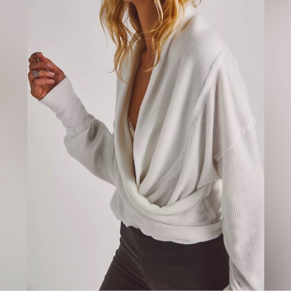 Free people hold me close surplice sweater- medium